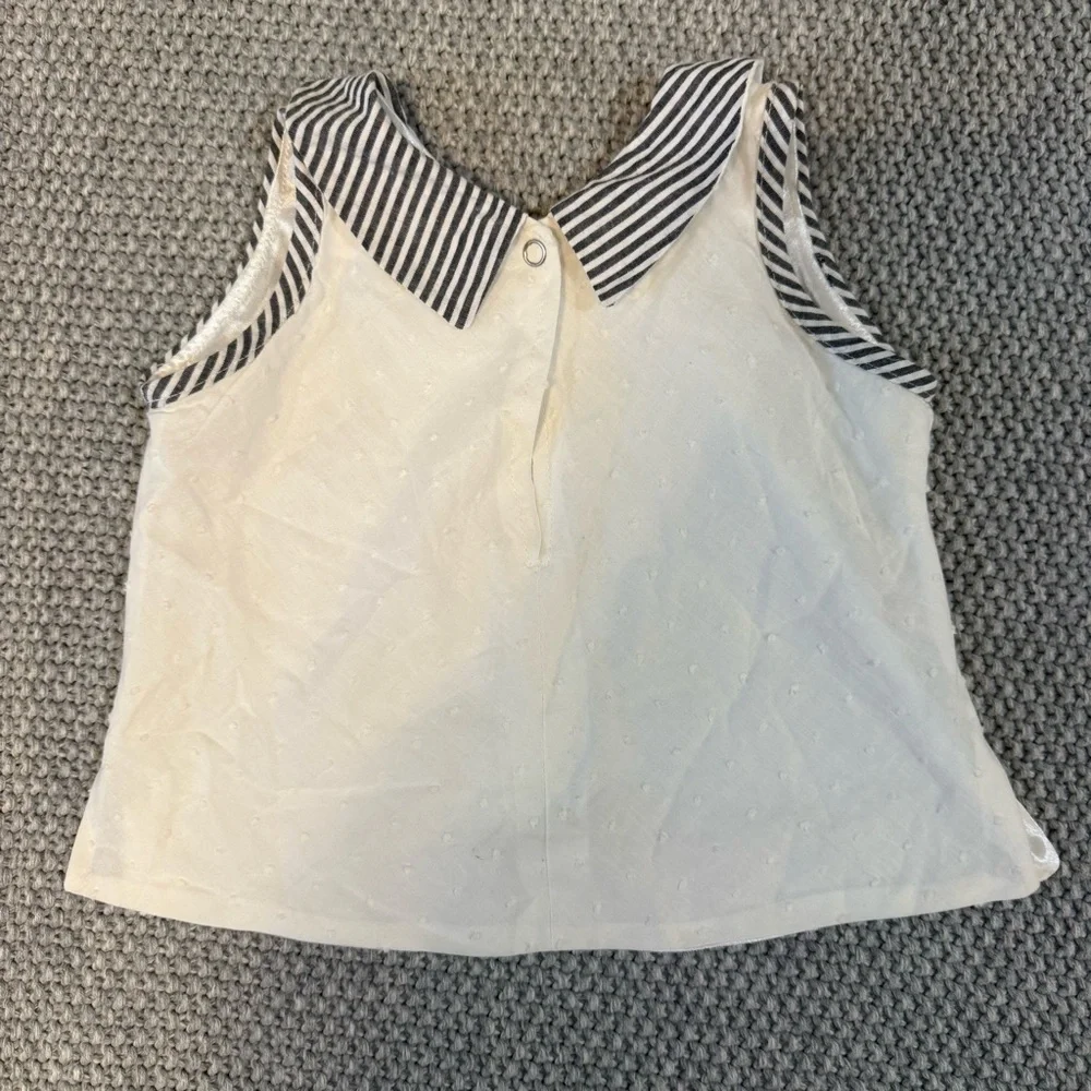 Striped Collar Sleeveless Top - Picture 3 of 3